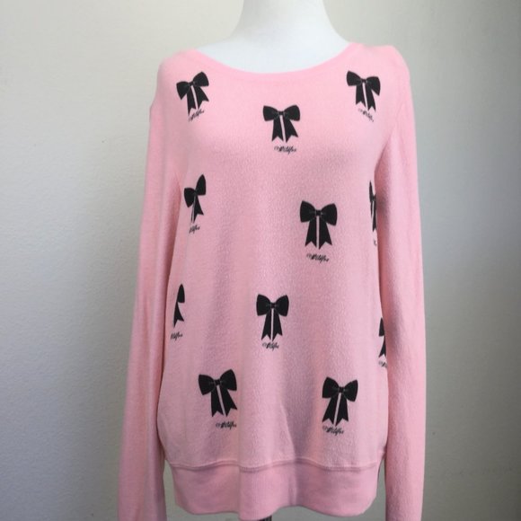 NWOT Wildfox Pink Black Bows Sweatshirt s - Picture 7 of 11